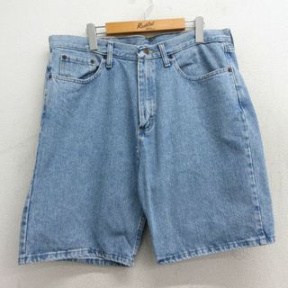 ラングラー(Wrangler)のW36★古着 ラングラー Wrangler ショート パンツ ショーツ メンズ コットン 薄紺 ネイビー デニム 23jun06 中古 ボトムス 短パン ショーパン ハーフ(ワークパンツ/カーゴパンツ)