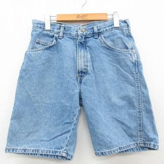 ラングラー(Wrangler)のW29★古着 ラングラー Wrangler ショート パンツ ショーツ メンズ 90年代 90s コットン USA製 薄紺 ネイビー デニム 23jun09 中古 ボトムス 短パン ショーパン ハーフ(ワークパンツ/カーゴパンツ)