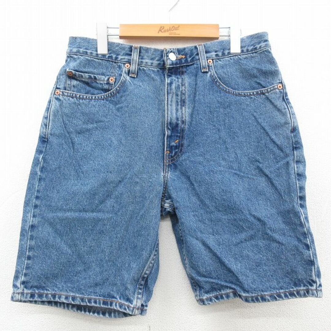 Levi's(リーバイス)のW31★古着 リーバイス Levis 505 ショート パンツ ショーツ メンズ 00年代 00s コットン 紺 ネイビー デニム 【spe】 23jun09 中古 ボトムス 短パン ショーパン ハーフ メンズのパンツ(ワークパンツ/カーゴパンツ)の商品写真