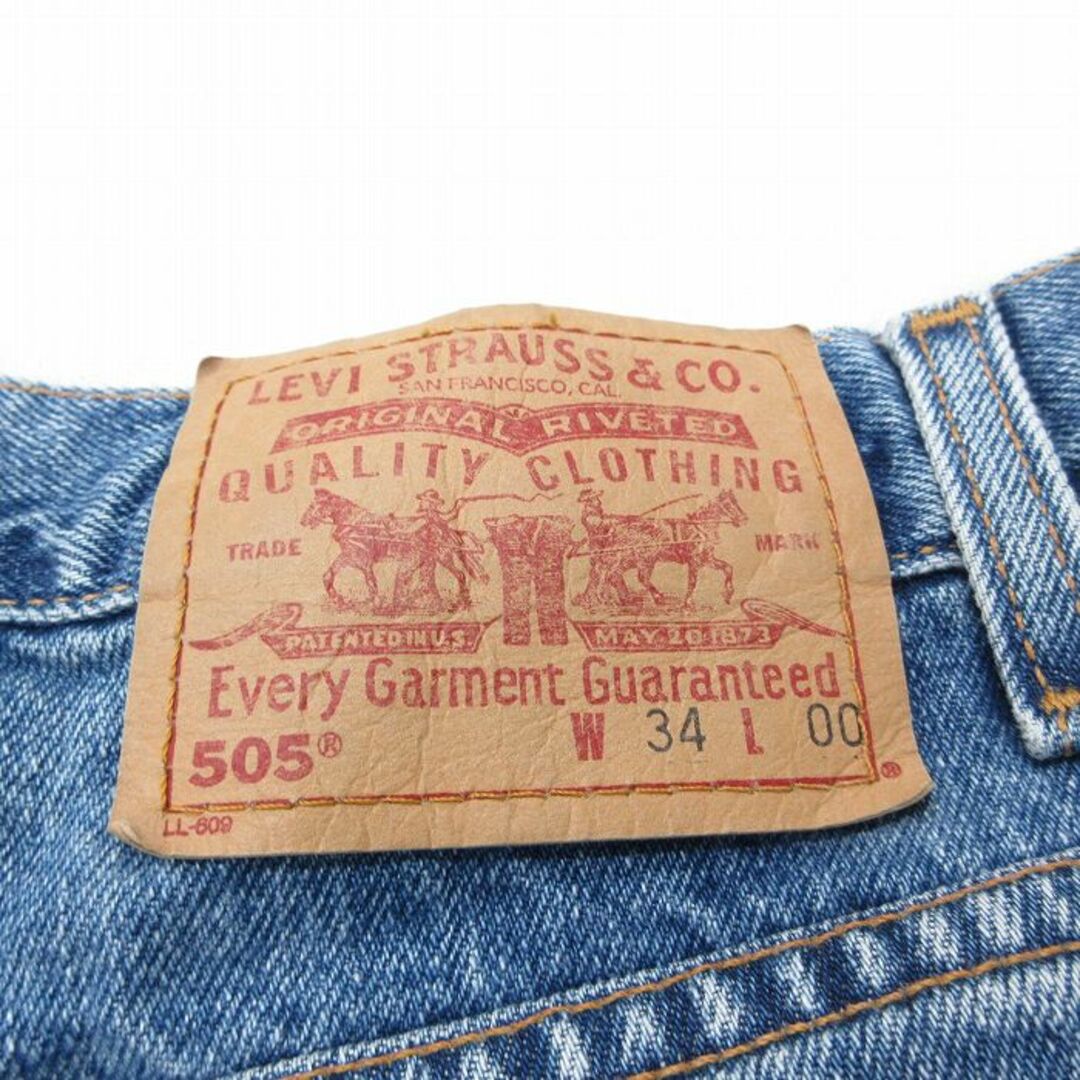 Levi's(リーバイス)のW31★古着 リーバイス Levis 505 ショート パンツ ショーツ メンズ 00年代 00s コットン 紺 ネイビー デニム 【spe】 23jun09 中古 ボトムス 短パン ショーパン ハーフ メンズのパンツ(ワークパンツ/カーゴパンツ)の商品写真