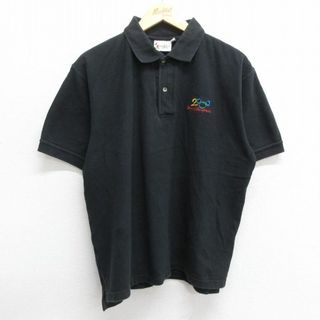 XL★古着 半袖 ポロ シャツ メンズ 00年代 00s ディズニーワールド 鹿の子 黒 ブラック 23jun01 中古 トップス