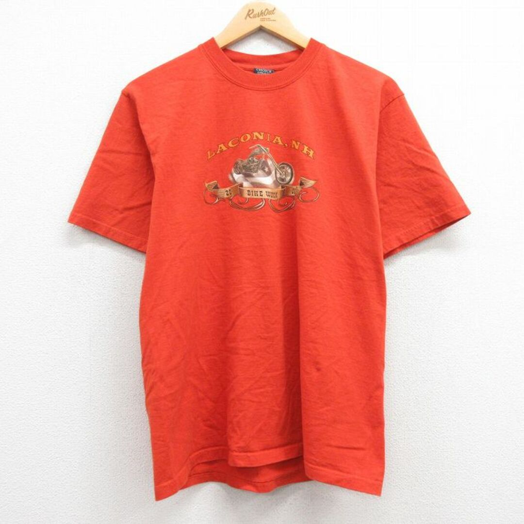 M★古着 半袖 ビンテージ Tシャツ メンズ 00年代 00s バイクウィーク コットン クルーネック オレンジ 23jun07 中古 メンズのトップス(Tシャツ/カットソー(半袖/袖なし))の商品写真