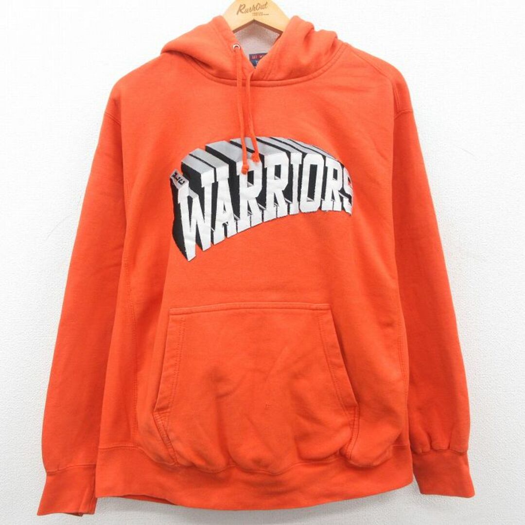 XL★古着 長袖 スウェット パーカー メンズ WARRIORS オレンジ 23jun01 中古 スエット トレーナー トップス メンズのトップス(パーカー)の商品写真