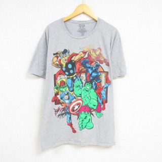 マーベル(MARVEL)のXL★古着 半袖 Tシャツ メンズ マーベル マイティソー アントマン 大きいサイズ クルーネック グレー 霜降り 23jun08 中古(Tシャツ/カットソー(半袖/袖なし))