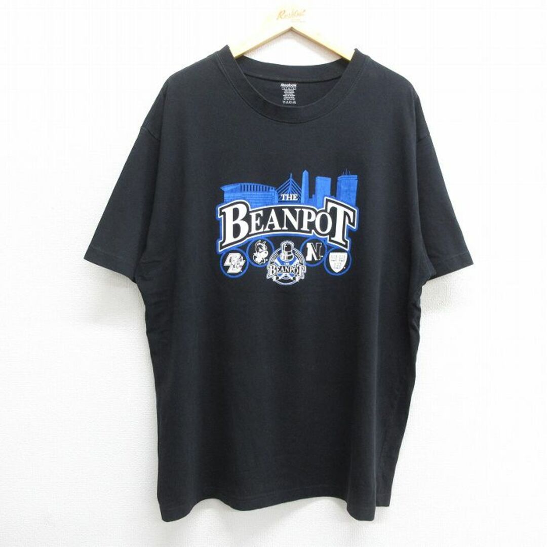 Reebok(リーボック)のXL★古着 リーボック REEBOK 半袖 ブランド Tシャツ メンズ ボストン 大学 BEANPOT 大きいサイズ コットン クルーネック 黒 ブラック 23jun02 中古 メンズのトップス(Tシャツ/カットソー(半袖/袖なし))の商品写真