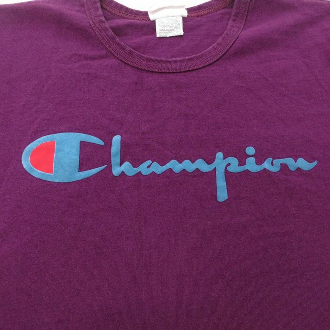 Champion(チャンピオン)のXL★古着 チャンピオン champion 半袖 ブランド Tシャツ メンズ ビッグロゴ 大きいサイズ コットン クルーネック 紫 パープル 23jun03 中古 メンズのトップス(Tシャツ/カットソー(半袖/袖なし))の商品写真