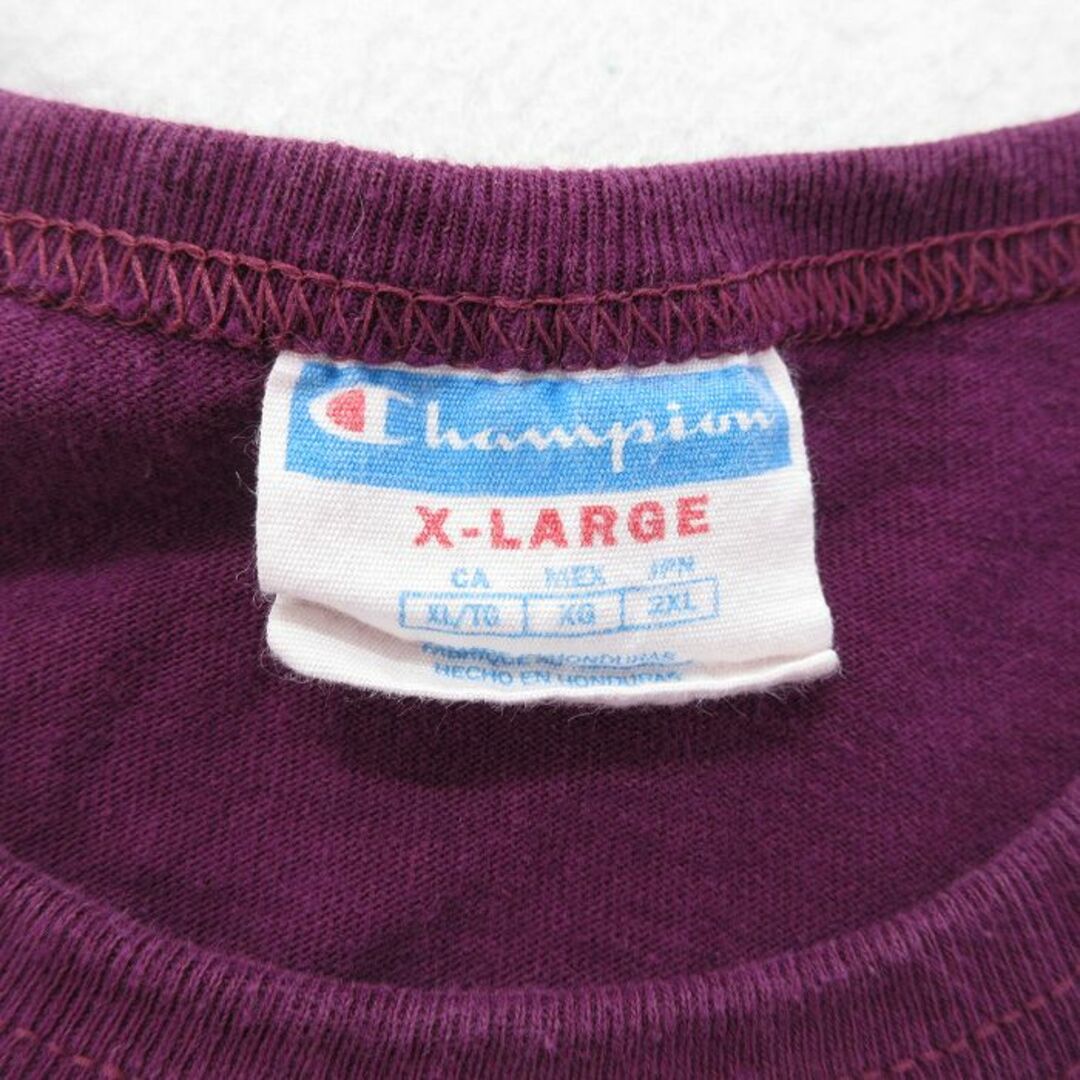 Champion(チャンピオン)のXL★古着 チャンピオン champion 半袖 ブランド Tシャツ メンズ ビッグロゴ 大きいサイズ コットン クルーネック 紫 パープル 23jun03 中古 メンズのトップス(Tシャツ/カットソー(半袖/袖なし))の商品写真