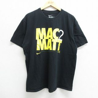 ナイキ(NIKE)のXL★古着 ナイキ NIKE 半袖 ブランド Tシャツ メンズ ワンポイントロゴ MACMATT コットン クルーネック 黒 ブラック 23jun03 中古(Tシャツ/カットソー(半袖/袖なし))