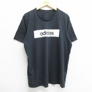 アディダス(adidas)のXL★古着 アディダス adidas 半袖 ブランド Tシャツ メンズ ビッグロゴ 大きいサイズ コットン クルーネック 黒 ブラック 23jun03 中古(Tシャツ/カットソー(半袖/袖なし))