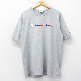 チャンピオン(Champion)のXL★古着 チャンピオン champion 半袖 ブランド Tシャツ メンズ ビッグロゴ クルーネック グレー 霜降り 23jun03 中古(Tシャツ/カットソー(半袖/袖なし))