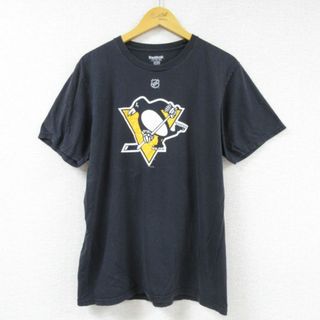 リーボック(Reebok)のL★古着 リーボック REEBOK 半袖 ブランド Tシャツ メンズ NHL ピッツバーグスティーラーズ クリスクリッッソ 14 コットン クルーネック 黒 ブラック アイスホッケー 23jun06 中古(Tシャツ/カットソー(半袖/袖なし))