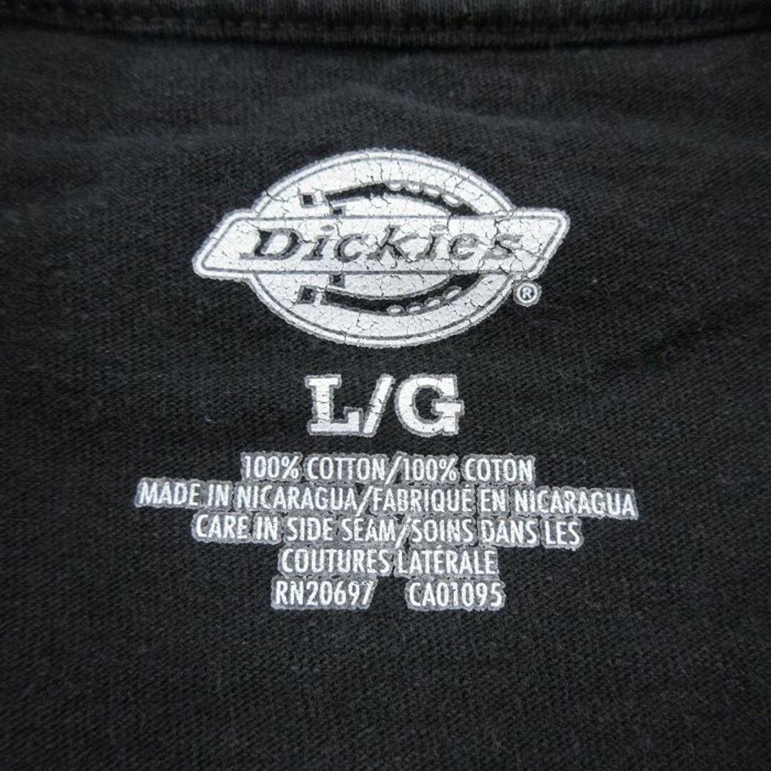 Dickies(ディッキーズ)のXL★古着 ディッキーズ Dickies 半袖 ブランド Tシャツ メンズ 胸ポケット付き コットン クルーネック 黒 ブラック 23jun06 中古 メンズのトップス(Tシャツ/カットソー(半袖/袖なし))の商品写真