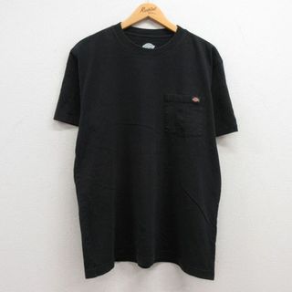 ディッキーズ(Dickies)のXL★古着 ディッキーズ Dickies 半袖 ブランド Tシャツ メンズ 胸ポケット付き コットン クルーネック 黒 ブラック 23jun06 中古(Tシャツ/カットソー(半袖/袖なし))