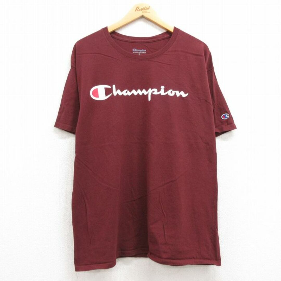 Champion(チャンピオン)のXL★古着 チャンピオン 半袖 ブランド Tシャツ メンズ ビッグロゴ クルーネック エンジ 23jun06 中古 メンズのトップス(Tシャツ/カットソー(半袖/袖なし))の商品写真