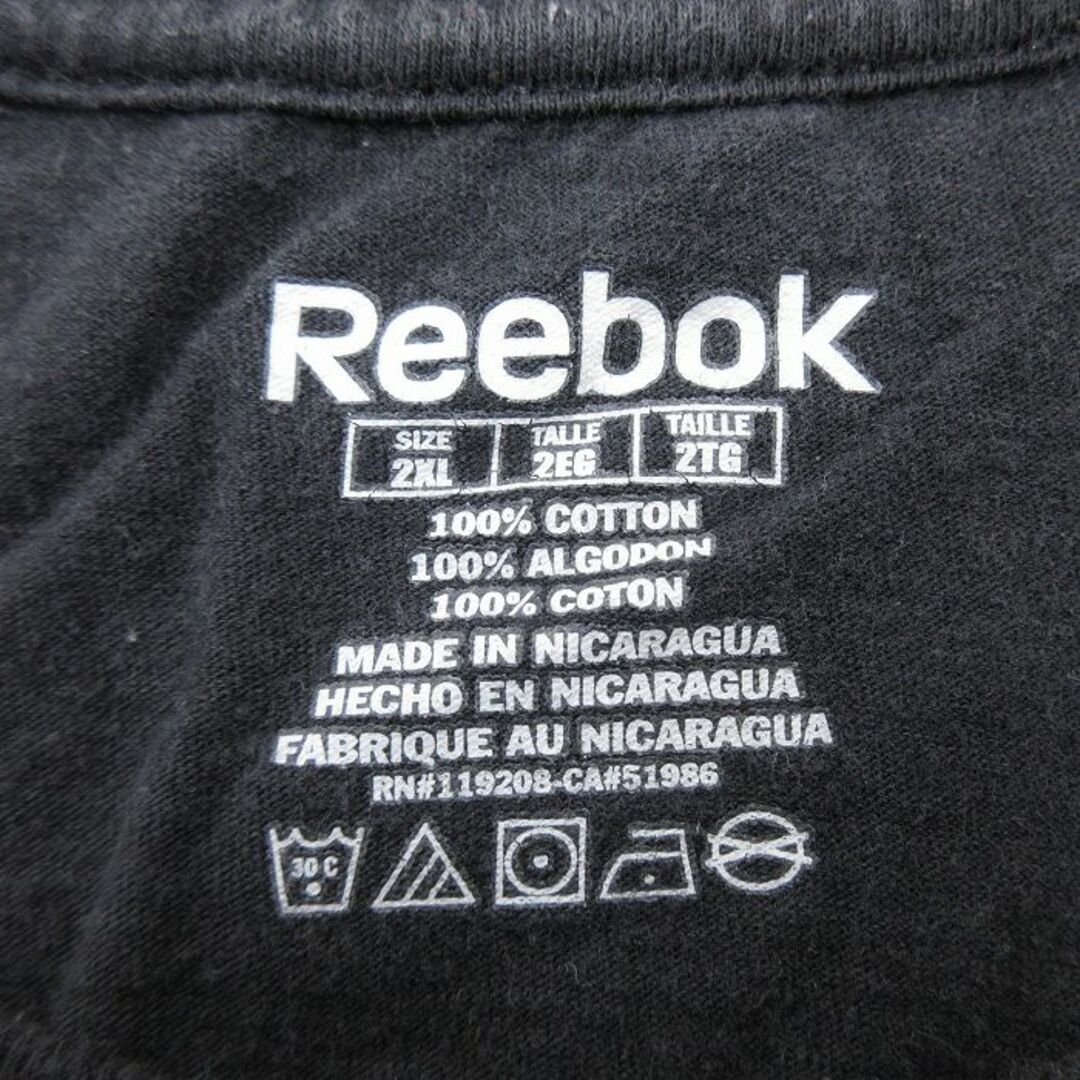 Reebok(リーボック)のXL★古着 リーボック REEBOK 半袖 ブランド Tシャツ メンズ NHL ボストンブルーインズ ワンポイントロゴ 大きいサイズ コットン クルーネック 黒 ブラック アメフト スーパーボウル 23jun07 中古 メンズのトップス(Tシャツ/カットソー(半袖/袖なし))の商品写真