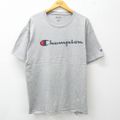 XL★古着 チャンピオン champion 半袖 ブランド Tシャツ メンズ ビッグロゴ 大きいサイズ クルーネック グレー 霜降り 23jun08 中古