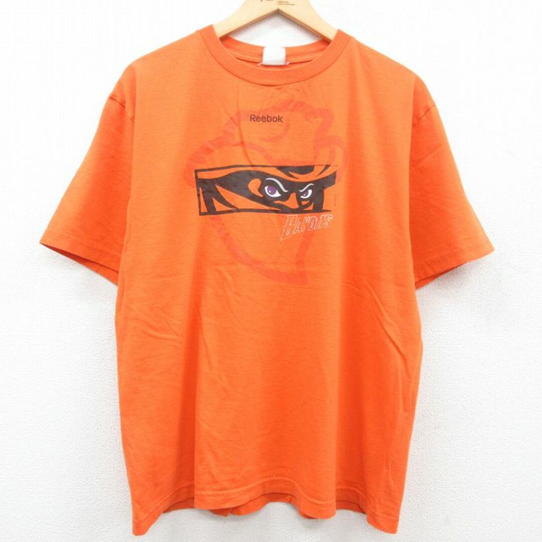 Reebok(リーボック)のXL★古着 リーボック REEBOK 半袖 ブランド Tシャツ メンズ BANDITS コットン クルーネック オレンジ 23jun09 中古 メンズのトップス(Tシャツ/カットソー(半袖/袖なし))の商品写真