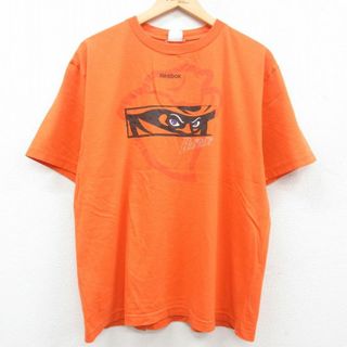 リーボック(Reebok)のXL★古着 リーボック REEBOK 半袖 ブランド Tシャツ メンズ BANDITS コットン クルーネック オレンジ 23jun09 中古(Tシャツ/カットソー(半袖/袖なし))