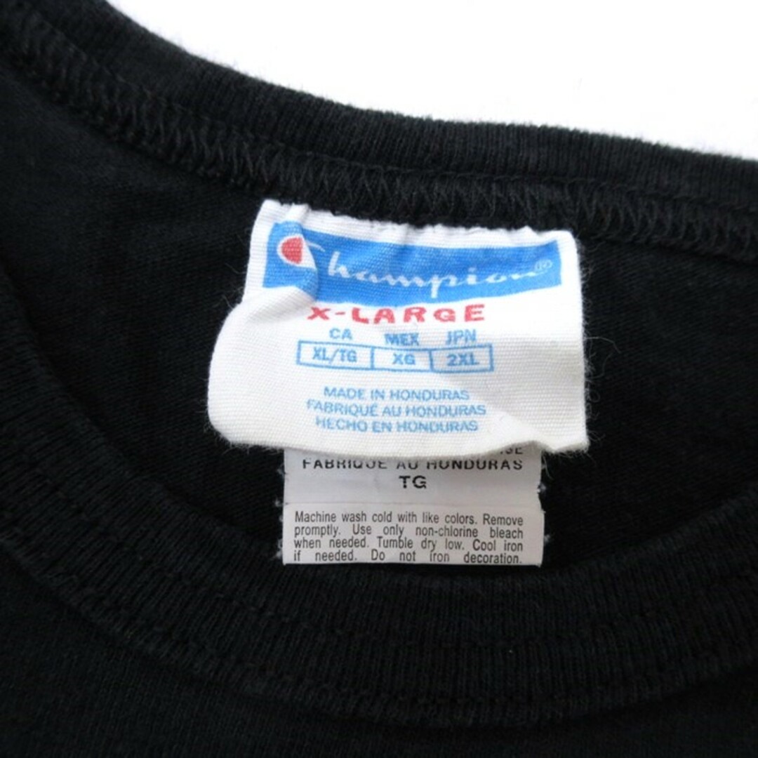 Champion(チャンピオン)のXL★古着 チャンピオン Champion 半袖 ブランド Tシャツ メンズ ビッグロゴ コットン クルーネック 黒 ブラック 23jun01 中古 メンズのトップス(Tシャツ/カットソー(半袖/袖なし))の商品写真