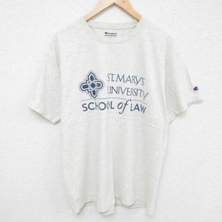 チャンピオン(Champion)のL★古着 チャンピオン Champion 半袖 ブランド Tシャツ メンズ セントメアリーズ大学 クルーネック 薄グレー 霜降り 23jun09 中古(Tシャツ/カットソー(半袖/袖なし))