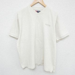 ラルフローレン(Ralph Lauren)のXL★古着 ラルフローレン Ralph Lauren チャップス 半袖 ブランド Tシャツ メンズ 90年代 90s ワンポイントロゴ 大きいサイズ Vネック 薄ベージュ カーキ 23jun09 中古(Tシャツ/カットソー(半袖/袖なし))