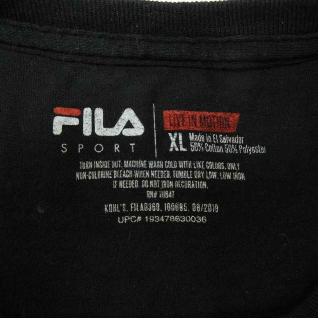 FILA(フィラ)のXL★古着 フィラ FILA 半袖 ブランド Tシャツ メンズ ビッグロゴ クルーネック 黒 ブラック 23jun09 中古 メンズのトップス(Tシャツ/カットソー(半袖/袖なし))の商品写真