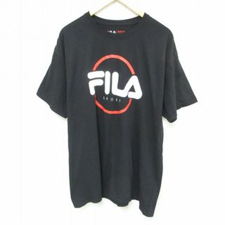 フィラ(FILA)のXL★古着 フィラ FILA 半袖 ブランド Tシャツ メンズ ビッグロゴ クルーネック 黒 ブラック 23jun09 中古(Tシャツ/カットソー(半袖/袖なし))