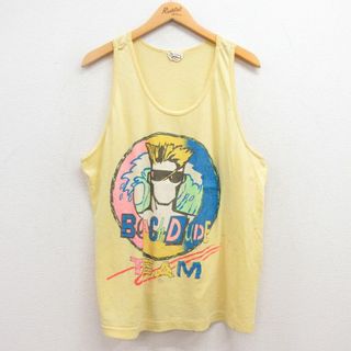 XL★古着 ビンテージ タンクトップ メンズ 80年代 80s Beach Dude クルーネック 黄 イエロー 23jun01 中古(タンクトップ)