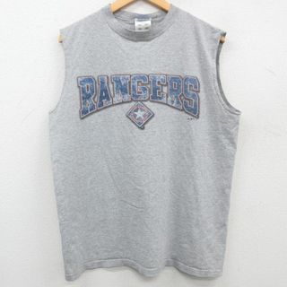 アディダス(adidas)のXL★古着 アディダス adidas ビンテージ Tシャツ メンズ 00年代 00s MLB テキサスレンジャーズ クルーネック USA製 グレー 霜降り メジャーリーグ ベースボール 野球 23jun02 中古(タンクトップ)