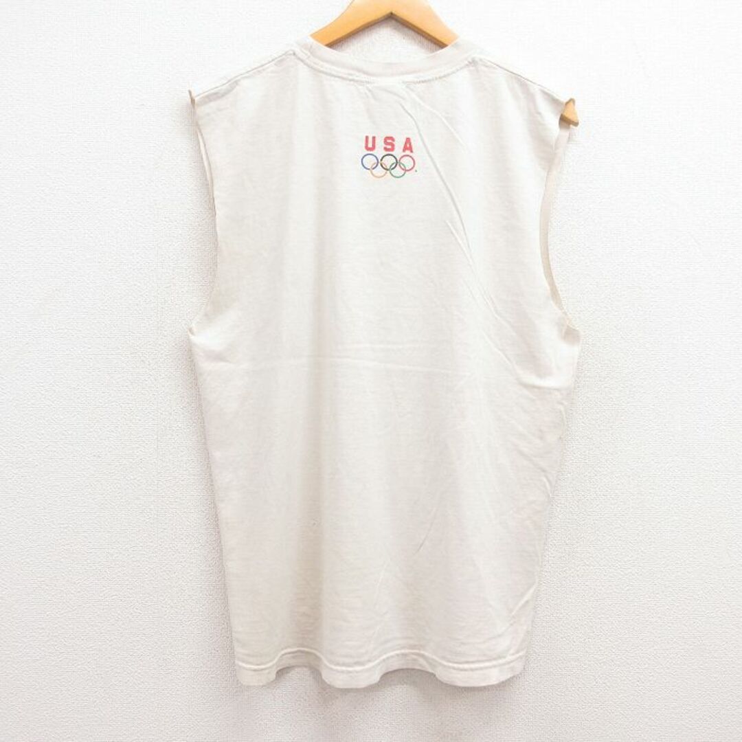 L★古着 ビンテージ ノースリーブ Tシャツ メンズ 90年代 90s USAオリンピック クルーネック 薄ベージュ カーキ 23jun02 中古 メンズのトップス(タンクトップ)の商品写真