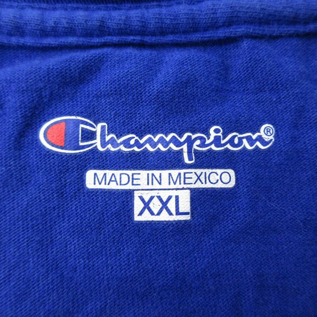 Champion(チャンピオン)のXL★古着 チャンピオン champion ノースリーブ Tシャツ メンズ ワンポイントロゴ 大きいサイズ ロング丈 コットン クルーネック 青 ブルー 23jun06 中古 メンズのトップス(タンクトップ)の商品写真