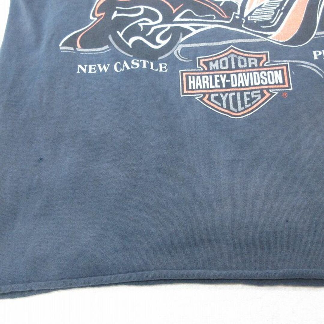 Harley Davidson(ハーレーダビッドソン)のM★古着 ハーレーダビッドソン Harley Davidson ノースリーブ ビンテージ Tシャツ メンズ 90年代 90s バイク コットン クルーネック USA製 紺 ネイビー 23jun09 中古 メンズのトップス(タンクトップ)の商品写真