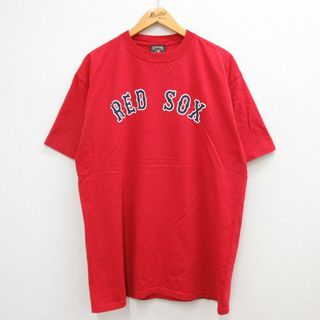 マジェスティック(Majestic)のXL★古着 マジェスティック 半袖 ビンテージ Tシャツ メンズ 00年代 00s MLB ボストンレッドソックス カールヤストレムスキー 8 コットン クルーネック 赤 レッド メジャーリーグ ベースボール 野球 23jun01 中古(Tシャツ/カットソー(半袖/袖なし))