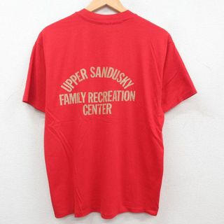 ヘインズ(Hanes)のL★古着 ヘインズ Hanes 半袖 ビンテージ Tシャツ メンズ 80年代 80s UPPER SANDUSKY クルーネック USA製 赤 レッド 23jun01 中古(Tシャツ/カットソー(半袖/袖なし))