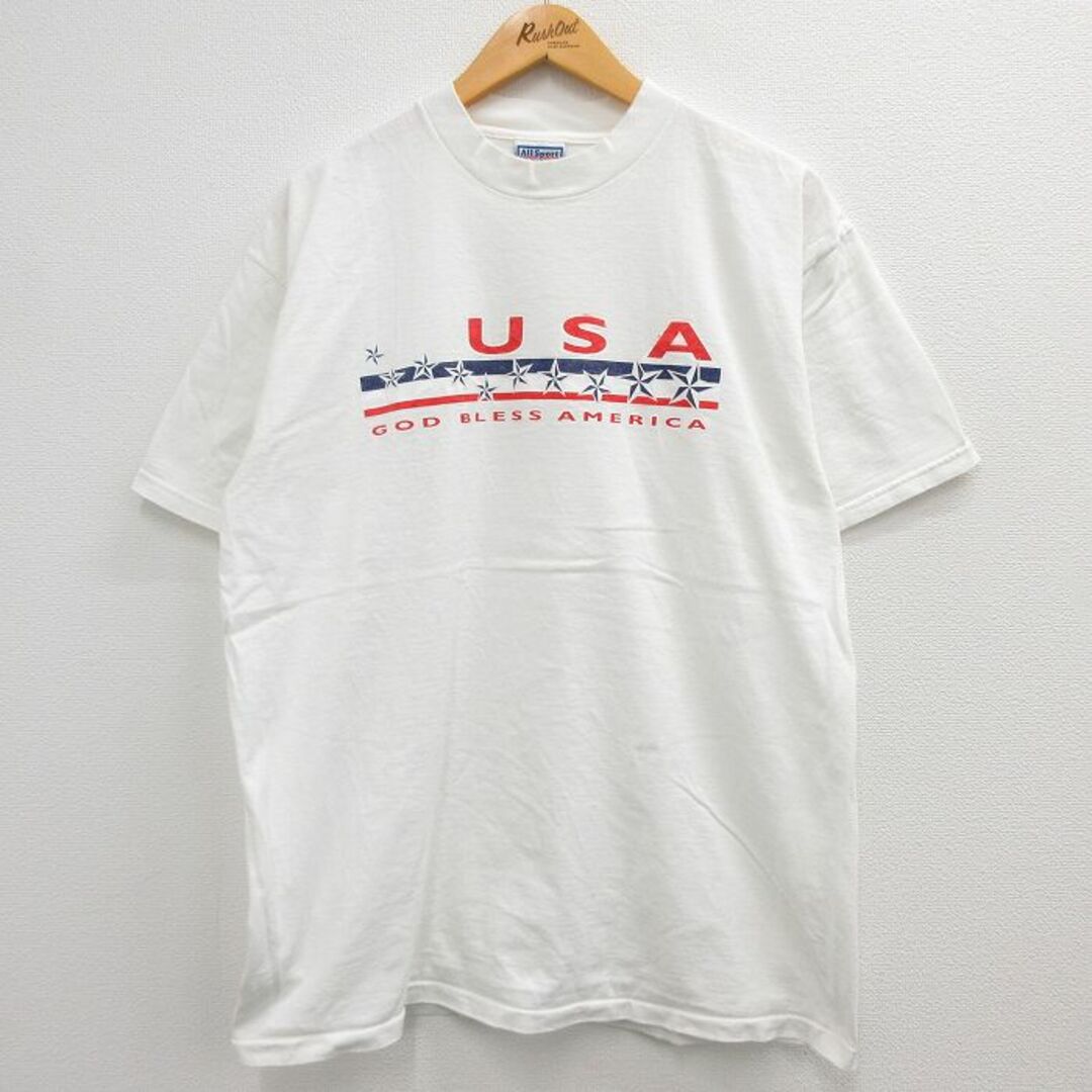 XL★古着 半袖 ビンテージ Tシャツ メンズ 90年代 90s GOD BLESS AMERICA コットン クルーネック USA製 白 ホワイト 23jun02 中古 メンズのトップス(Tシャツ/カットソー(半袖/袖なし))の商品写真