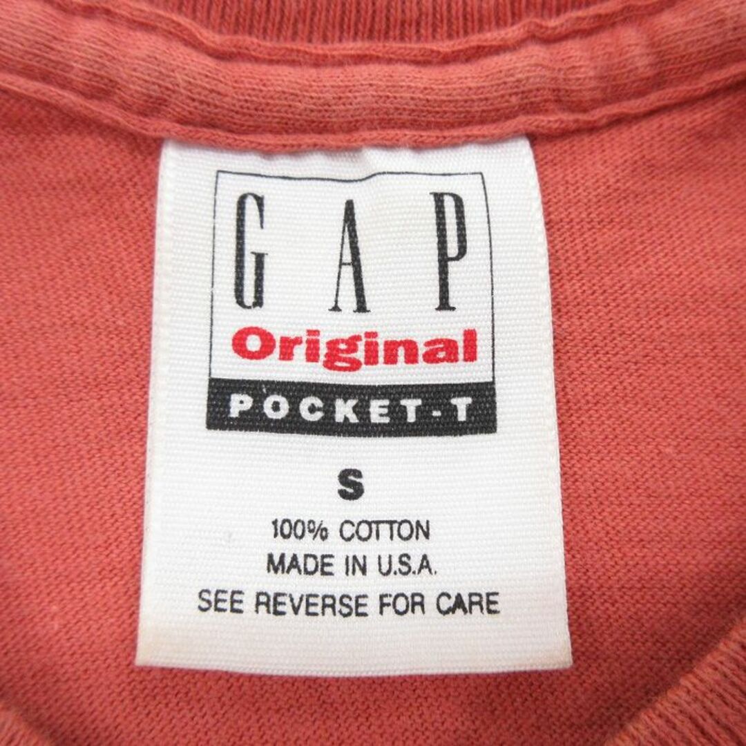 GAP(ギャップ)のM★古着 ギャップ GAP 半袖 ビンテージ Tシャツ メンズ 90年代 90s 無地 胸ポケット付き コットン クルーネック USA製 ピンク系 23jun03 中古 メンズのトップス(Tシャツ/カットソー(半袖/袖なし))の商品写真