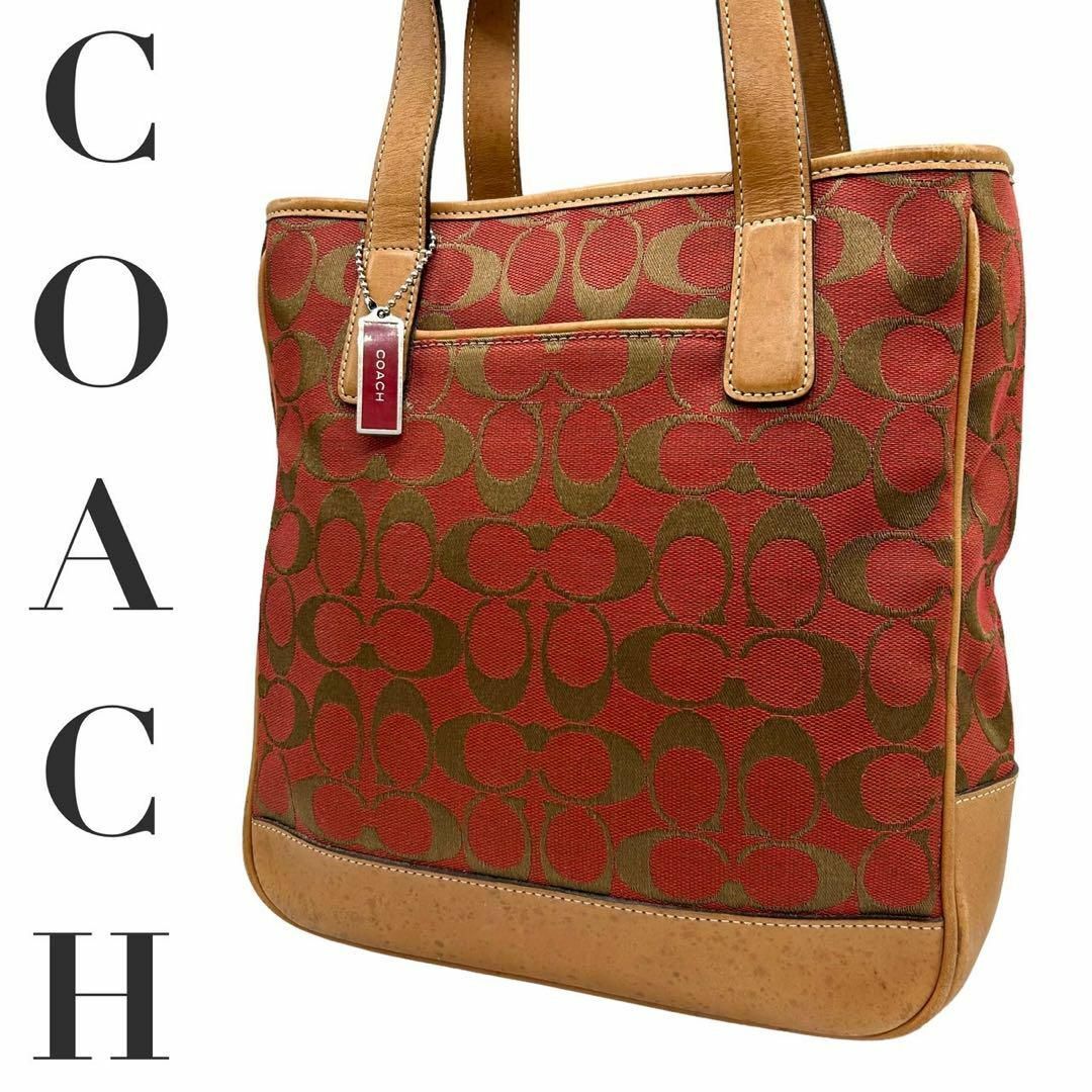 COACH(コーチ)のCOACH コーチ　s57 ハンドバッグ　6092 トートバッグ　キャンバス　赤 レディースのバッグ(トートバッグ)の商品写真