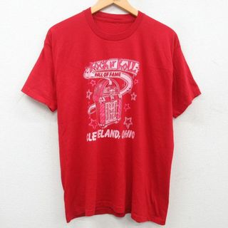 L★古着 半袖 ビンテージ Tシャツ メンズ 90年代 90s ジュークボックス クリーブランド オハイオ クルーネック 赤 レッド 23jun03 中古(Tシャツ/カットソー(半袖/袖なし))