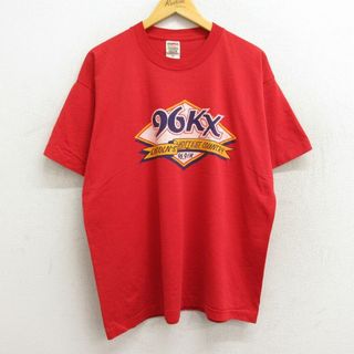 XL★古着 半袖 ビンテージ Tシャツ メンズ 90年代 90s 96KX ラジオ 大きいサイズ クルーネック USA製 赤 レッド 23jun06 中古(Tシャツ/カットソー(半袖/袖なし))