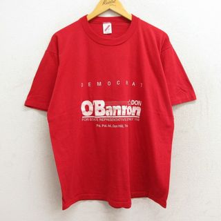 XL★古着 半袖 ビンテージ Tシャツ メンズ 80年代 80s オバノン クルーネック USA製 赤 レッド 23jun06 中古(Tシャツ/カットソー(半袖/袖なし))