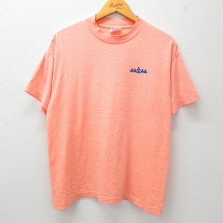 XL★古着 半袖 ビンテージ Tシャツ メンズ 90年代 90s 人 クルーネック USA製 ピンク系 23jun07 中古(Tシャツ/カットソー(半袖/袖なし))