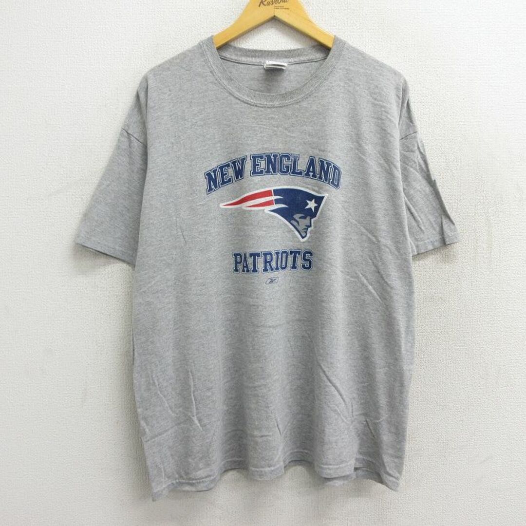 Reebok(リーボック)のXL★古着 半袖 ビンテージ Tシャツ メンズ 00年代 00s NFL ニューイングランドペイトリオッツ リーボック REEBOK 大きいサイズ クルーネック グレー 霜降り アメフト スーパーボウル 23jun07 中古 メンズのトップス(Tシャツ/カットソー(半袖/袖なし))の商品写真