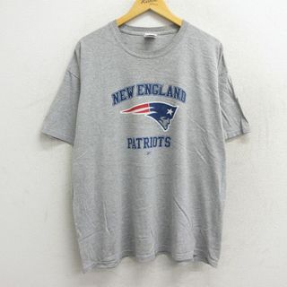 リーボック(Reebok)のXL★古着 半袖 ビンテージ Tシャツ メンズ 00年代 00s NFL ニューイングランドペイトリオッツ リーボック REEBOK 大きいサイズ クルーネック グレー 霜降り アメフト スーパーボウル 23jun07 中古(Tシャツ/カットソー(半袖/袖なし))