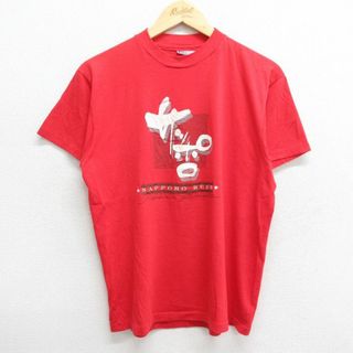 ヘインズ(Hanes)のM★古着 ヘインズ Hanes 半袖 ビンテージ Tシャツ メンズ 80年代 80s サッポロビール クルーネック USA製 赤 レッド 【spe】 23jun07 中古(Tシャツ/カットソー(半袖/袖なし))