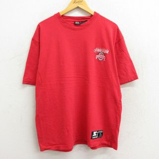 スターター(STARTER)のXL★古着 スターター STARTER 半袖 ビンテージ Tシャツ メンズ 00年代 00s オハイオ 大きいサイズ コットン クルーネック 赤 レッド 23jun07 中古(Tシャツ/カットソー(半袖/袖なし))