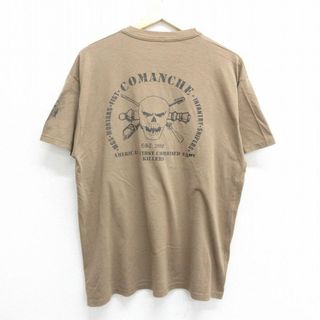 L★古着 半袖 ビンテージ Tシャツ メンズ 00年代 00s COMANCHE KILLERS スカル クルーネック USA製 茶 ブラウン 【spe】 23jun07 中古(Tシャツ/カットソー(半袖/袖なし))