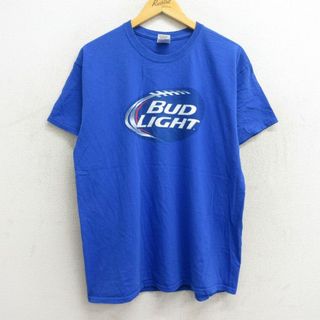 XL★古着 半袖 ビンテージ Tシャツ メンズ 00年代 00s バドライト ビール コットン クルーネック 青 ブルー 23jun07 中古(Tシャツ/カットソー(半袖/袖なし))