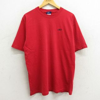 リーボック(Reebok)のXL★古着 リーボック REEBOK 半袖 ビンテージ Tシャツ メンズ 00年代 00s ワンポイントロゴ コットン クルーネック 赤 レッド 23jun07 中古(Tシャツ/カットソー(半袖/袖なし))