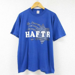 XL★古着 半袖 ビンテージ Tシャツ メンズ 90年代 90s HAFTR クルーネック USA製 青 ブルー 23jun01 中古(Tシャツ/カットソー(半袖/袖なし))