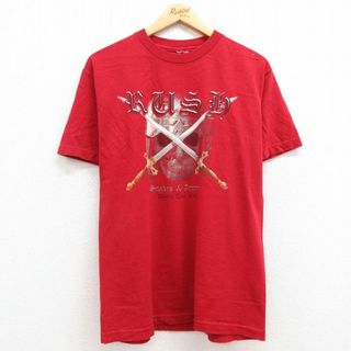 M★古着 半袖 ビンテージ ロック バンド Tシャツ メンズ 00年代 00s ラッシュ コットン クルーネック 赤 レッド 23jun02 中古(Tシャツ/カットソー(半袖/袖なし))